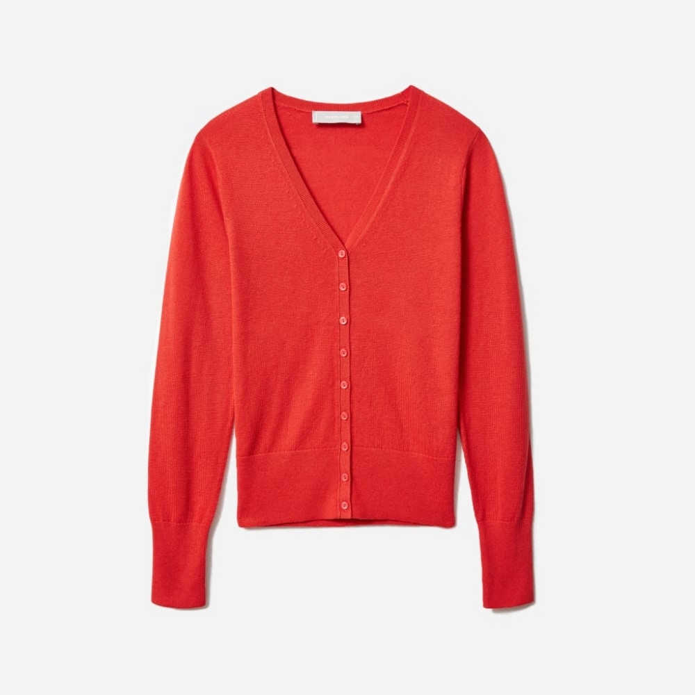 EUC EVERLANE cotton-merino long sleeve cardigan